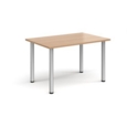 Rectangular silver radial leg meeting table 1200mm x 800mm - beech