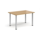 Rectangular silver radial leg meeting table 1200mm x 800mm - oak