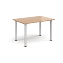 Rectangular white radial leg meeting table 1200mm x 800mm - beech