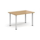 Rectangular white radial leg meeting table 1200mm x 800mm - oak