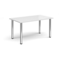 Rectangular chrome radial leg meeting table 1400mm x 800mm - white