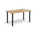 Rectangular black radial leg meeting table 1400mm x 800mm - oak