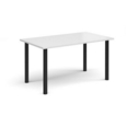 Rectangular black radial leg meeting table 1400mm x 800mm - white