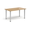 Rectangular silver radial leg meeting table 1400mm x 800mm - oak