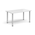Rectangular silver radial leg meeting table 1400mm x 800mm - white