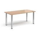 Rectangular chrome radial leg meeting table 1600mm x 800mm - beech