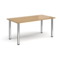 Rectangular chrome radial leg meeting table 1600mm x 800mm - oak