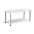 Rectangular chrome radial leg meeting table 1600mm x 800mm - white
