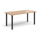 Rectangular black radial leg meeting table 1600mm x 800mm - beech