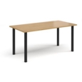 Rectangular black radial leg meeting table 1600mm x 800mm - oak