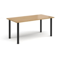Rectangular black radial leg meeting table 1600mm x 800mm - oak