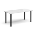Rectangular black radial leg meeting table 1600mm x 800mm - white