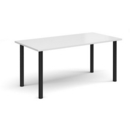 Rectangular black radial leg meeting table 1600mm x 800mm - white