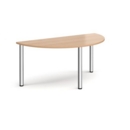 Semi circular chrome radial leg meeting table 1600mm x 800mm - beech