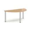 Semi circular chrome radial leg meeting table 1600mm x 800mm - oak