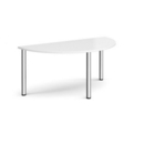 Semi circular chrome radial leg meeting table 1600mm x 800mm - white