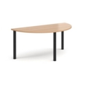 Semi circular black radial leg meeting table 1600mm x 800mm - beech