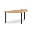 Semi circular black radial leg meeting table 1600mm x 800mm - oak