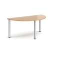 Semi circular silver radial leg meeting table 1600mm x 800mm - beech