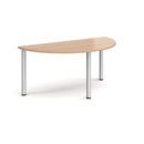 Semi circular silver radial leg meeting table 1600mm x 800mm - beech