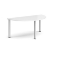 Semi circular silver radial leg meeting table 1600mm x 800mm - white