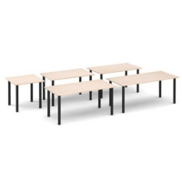 Semi circular white radial leg meeting table 1600mm x 800mm - beech