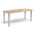 Rectangular chrome radial leg meeting table 1800mm x 800mm - beech