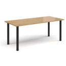 Rectangular black radial leg meeting table 1800mm x 800mm - oak