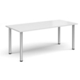 Rectangular silver radial leg meeting table 1800mm x 800mm - white