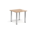 Rectangular chrome radial leg meeting table 800mm x 800mm - beech