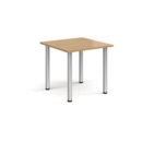 Rectangular silver radial leg meeting table 800mm x 800mm - oak