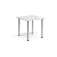 Rectangular silver radial leg meeting table 800mm x 800mm - white