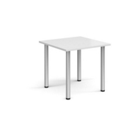 Rectangular silver radial leg meeting table 800mm x 800mm - white