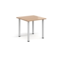 Rectangular white radial leg meeting table 800mm x 800mm - beech