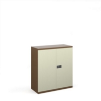 Steel contract cupboard with 1 shelf 1000mm high - coffee/cream