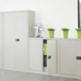 Steel contract cupboard with 3 shelves 1806mm high - coffee/cream