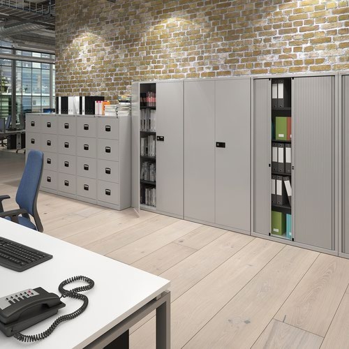 Steel contract cupboard with 3 shelves 1806mm high - yellow