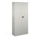 Steel contract cupboard with 4 shelves 1968mm high - goose grey