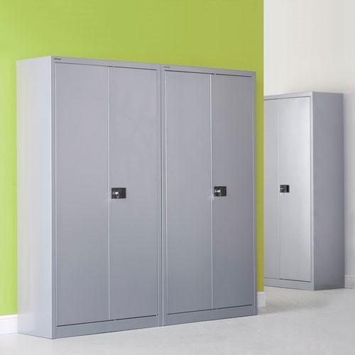 Steel contract cupboard with 4 shelves 1968mm high - black