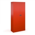 Steel contract cupboard with 4 shelves 1968mm high - red