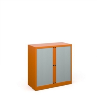 Bisley systems storage low tambour cupboard 1000mm high - orange