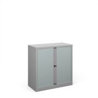 Bisley systems storage low tambour cupboard 1000mm high - silver