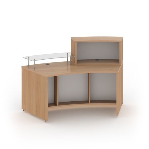 Denver medium curved complete reception unit - beech with white panels