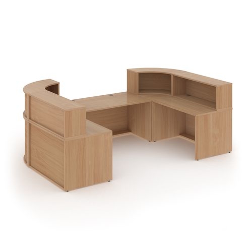 Denver extra large U-shaped complete reception unit - beech