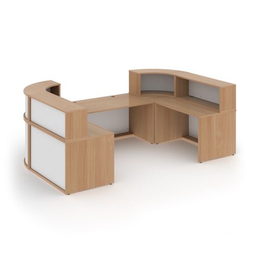 Denver extra large U-shaped complete reception unit - beech with white panels