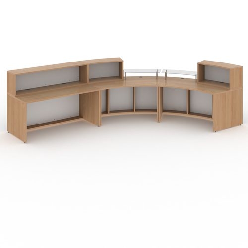 Denver extra large curved complete reception unit - beech with white panels