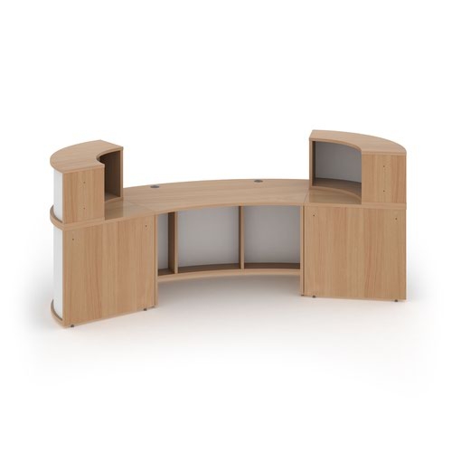 Denver large curved complete reception unit - beech with white panels