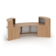 Denver large curved complete reception unit - beech with white panels