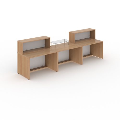 Denver large straight complete reception unit - beech with white panels