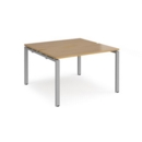 Adapt back to back desks 1200mm x 1200mm - silver frame and oak top